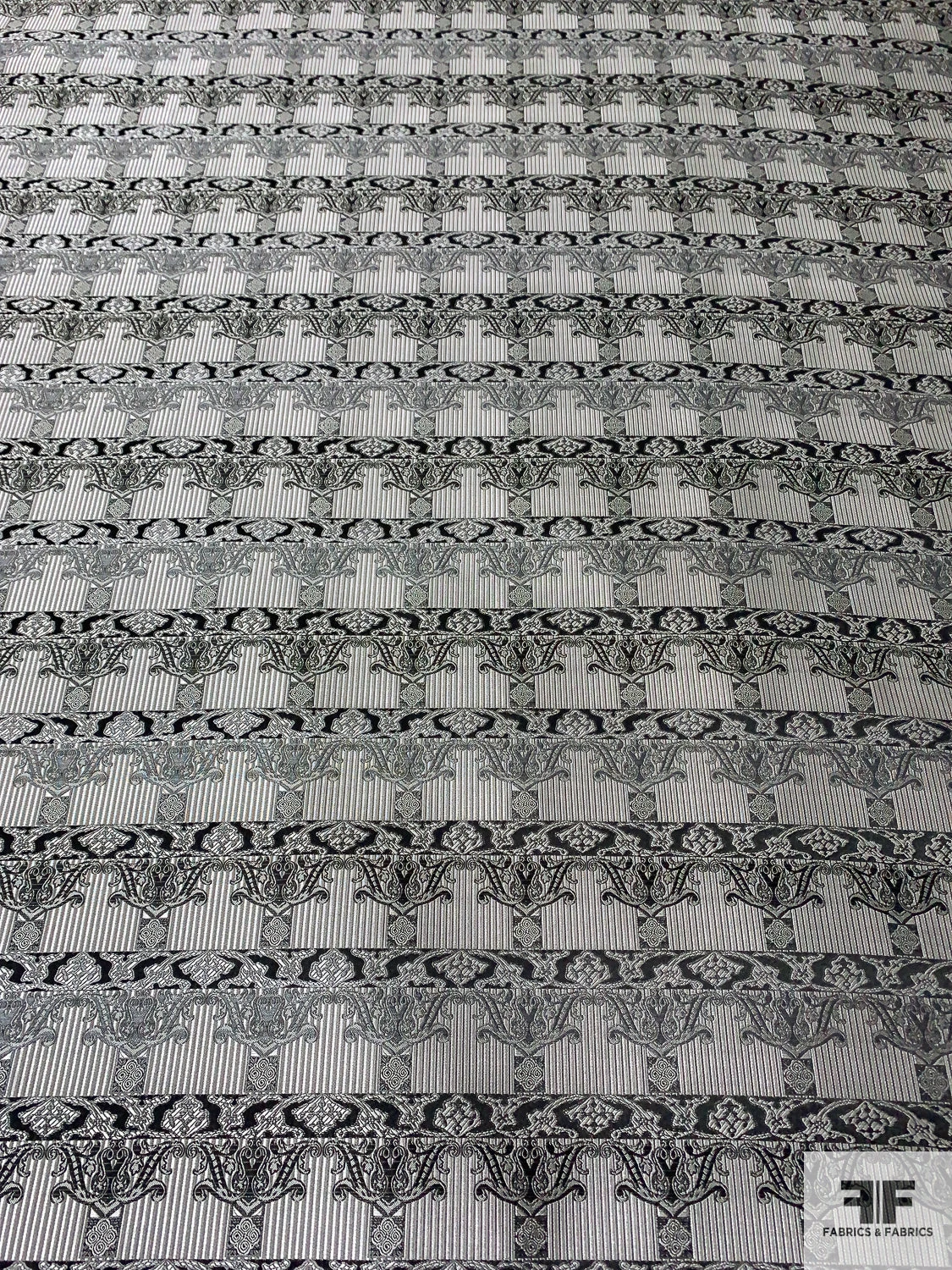 Historical Silk Necktie Jacquard Brocade - Grey / Black 6 Historical Silk Necktie Jacquard Brocade - Grey / Black - Image 4