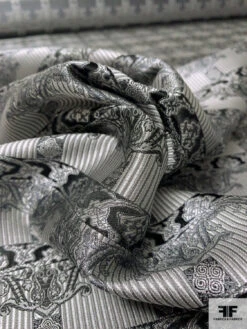 Historical Silk Necktie Jacquard Brocade - Grey / Black 17 Historical Silk Necktie Jacquard Brocade - Grey / Black -Fabrics And Fabrics Store 16115 8