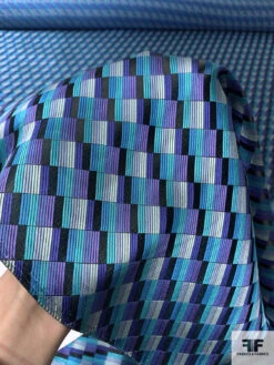 Gradient Squares Silk Necktie Jacquard Brocade - Turquoise / Purple / Black / Grey 16 Gradient Squares Silk Necktie Jacquard Brocade - Turquoise / Purple / Black / Grey -Fabrics And Fabrics Store 16116 7
