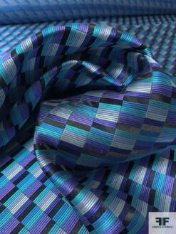 Gradient Squares Silk Necktie Jacquard Brocade - Turquoise / Purple / Black / Grey 17 Gradient Squares Silk Necktie Jacquard Brocade - Turquoise / Purple / Black / Grey -Fabrics And Fabrics Store 16116 8