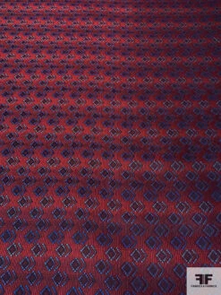 Dimensional Geometric Silk Necktie Jacquard Brocade - Red / Blue / Light Blue