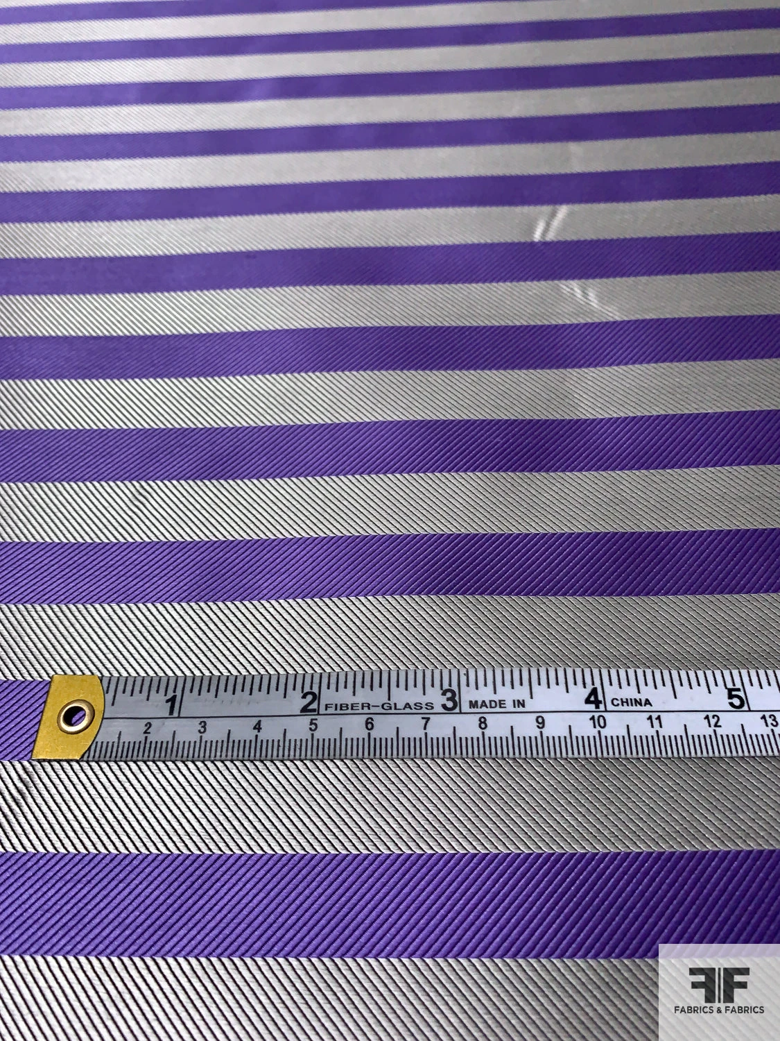 Horizontal Striped Silk Necktie Jacquard Brocade - Violet / Grey 8 Horizontal Striped Silk Necktie Jacquard Brocade - Violet / Grey - Image 6
