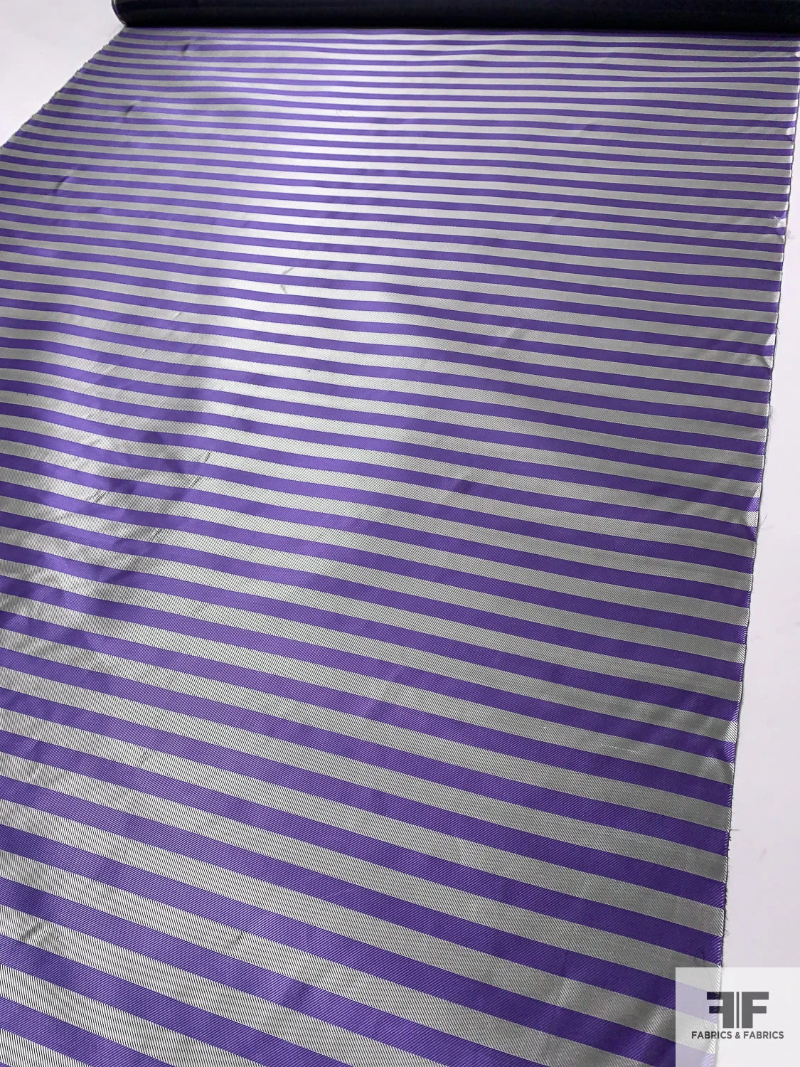Horizontal Striped Silk Necktie Jacquard Brocade - Violet / Grey 9 Horizontal Striped Silk Necktie Jacquard Brocade - Violet / Grey - Image 7