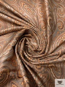 Paisley Silk Necktie Jacquard Brocade - Orange-Peach / Caramel / Tans 13 Paisley Silk Necktie Jacquard Brocade - Orange-Peach / Caramel / Tans -Fabrics And Fabrics Store 16128 1