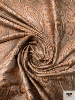 Paisley Silk Necktie Jacquard Brocade - Orange-Peach / Caramel / Tans 12 Paisley Silk Necktie Jacquard Brocade - Orange-Peach / Caramel / Tans -Fabrics And Fabrics Store 16128 2