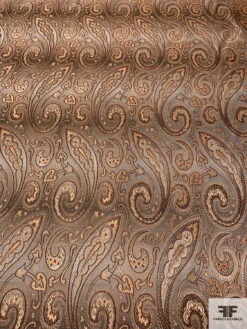 Paisley Silk Necktie Jacquard Brocade - Orange-Peach / Caramel / Tans
