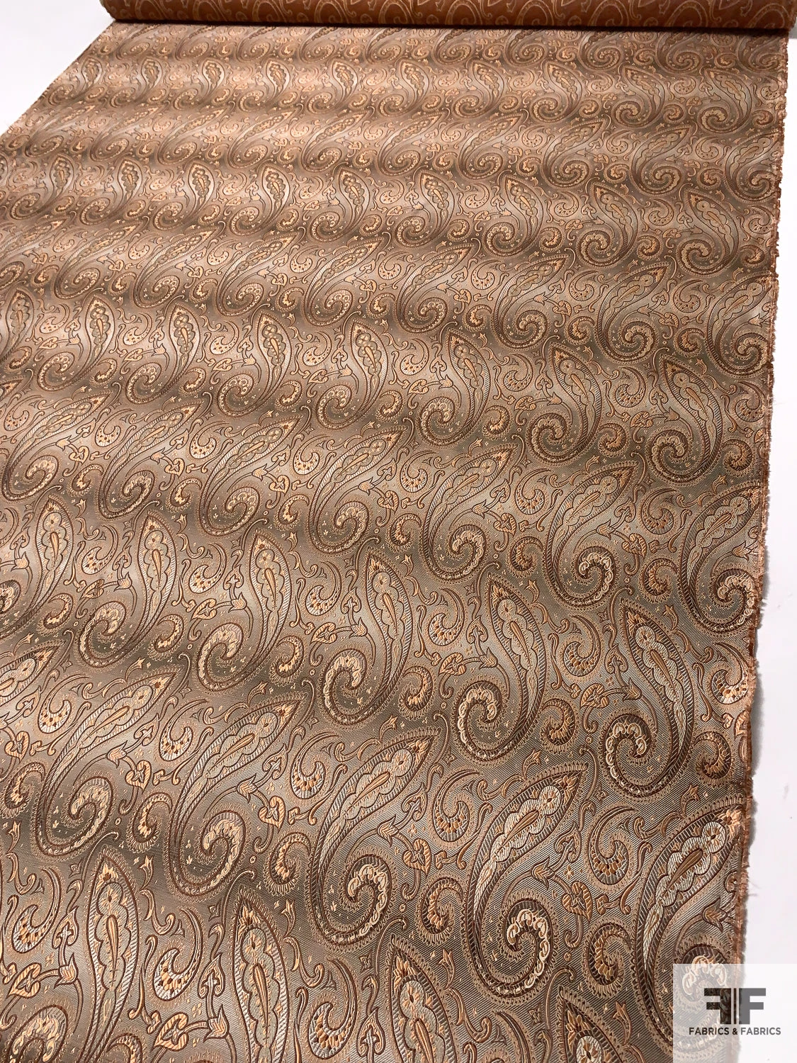 Paisley Silk Necktie Jacquard Brocade - Orange-Peach / Caramel / Tans 4 Paisley Silk Necktie Jacquard Brocade - Orange-Peach / Caramel / Tans - Image 2