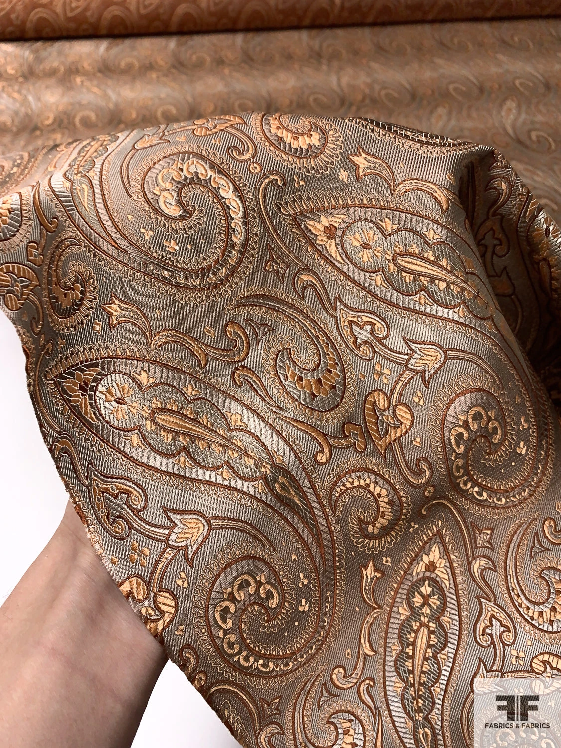 Paisley Silk Necktie Jacquard Brocade - Orange-Peach / Caramel / Tans 10 Paisley Silk Necktie Jacquard Brocade - Orange-Peach / Caramel / Tans - Image 8