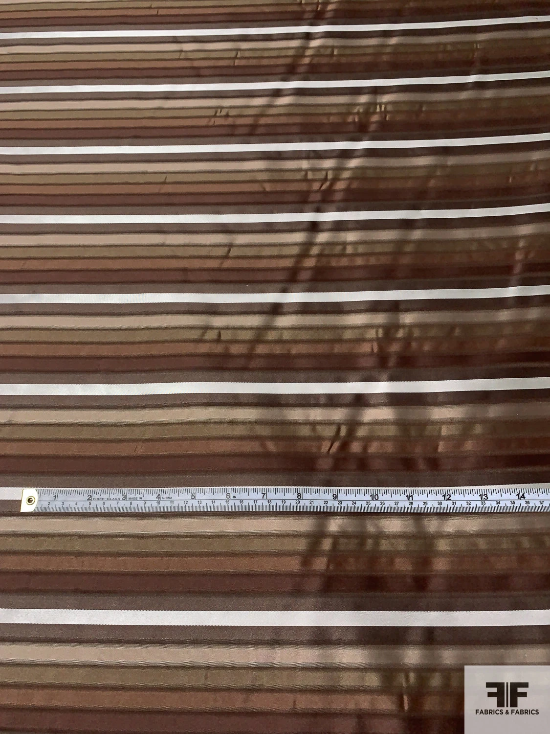 Horizontal Striped Silk Necktie Jacquard Brocade - Shades Of Brown / Off-White 7 Horizontal Striped Silk Necktie Jacquard Brocade - Shades Of Brown / Off-White - Image 5