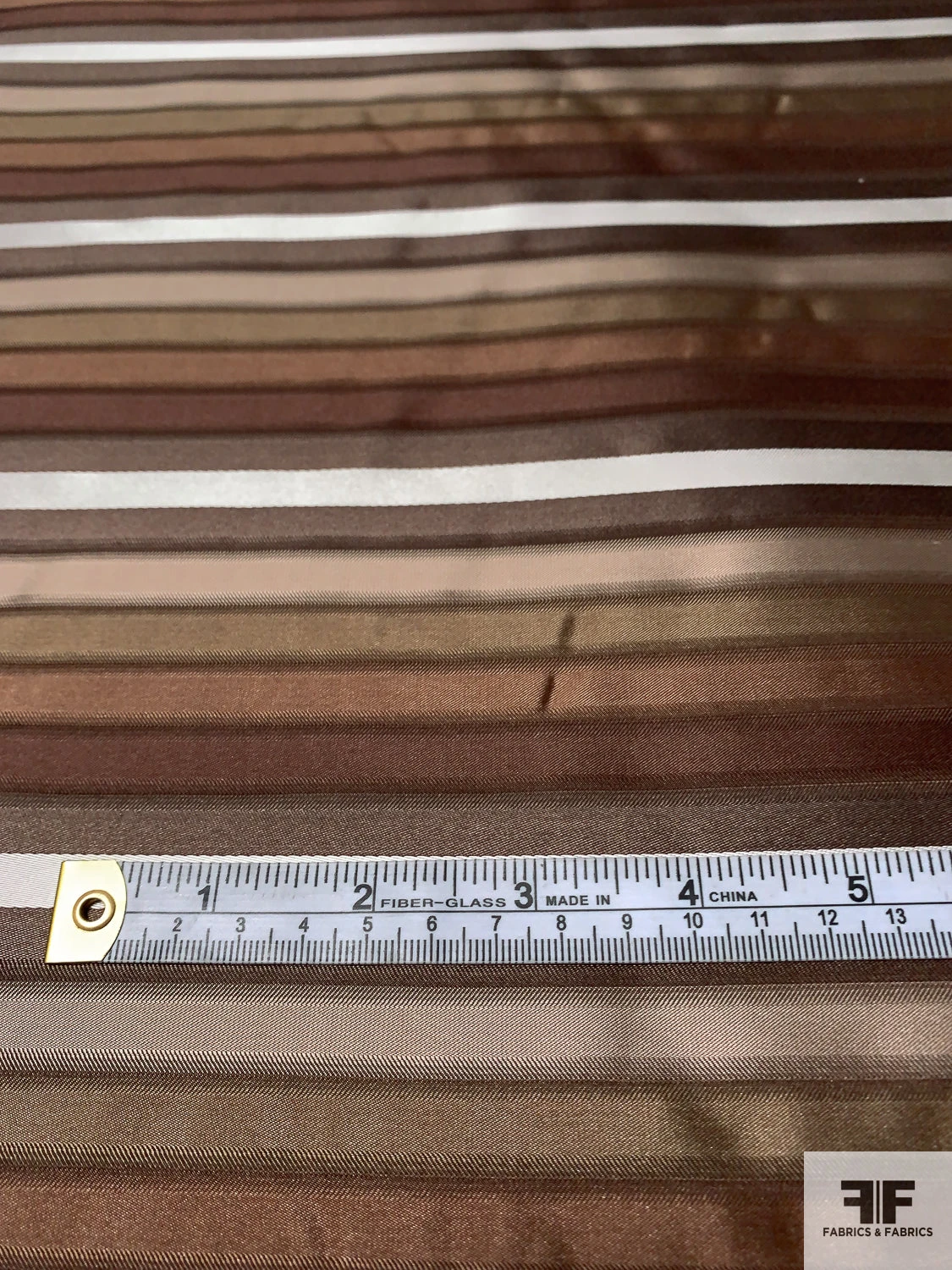 Horizontal Striped Silk Necktie Jacquard Brocade - Shades Of Brown / Off-White 8 Horizontal Striped Silk Necktie Jacquard Brocade - Shades Of Brown / Off-White - Image 6