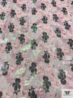 Anna Sui Floral Printed Aurora Borealis Metallic Silk Chiffon - Dusty Rose / Black / Grey 14 Anna Sui Floral Printed Aurora Borealis Metallic Silk Chiffon - Dusty Rose / Black / Grey -Fabrics And Fabrics Store 16188 4