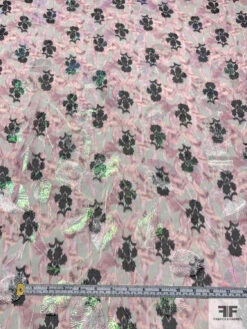 Anna Sui Floral Printed Aurora Borealis Metallic Silk Chiffon - Dusty Rose / Black / Grey 15 Anna Sui Floral Printed Aurora Borealis Metallic Silk Chiffon - Dusty Rose / Black / Grey -Fabrics And Fabrics Store 16188 5