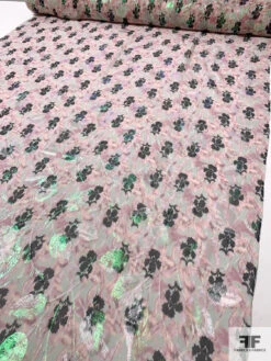 Anna Sui Floral Printed Aurora Borealis Metallic Silk Chiffon - Dusty Rose / Black / Grey 17 Anna Sui Floral Printed Aurora Borealis Metallic Silk Chiffon - Dusty Rose / Black / Grey -Fabrics And Fabrics Store 16188 7