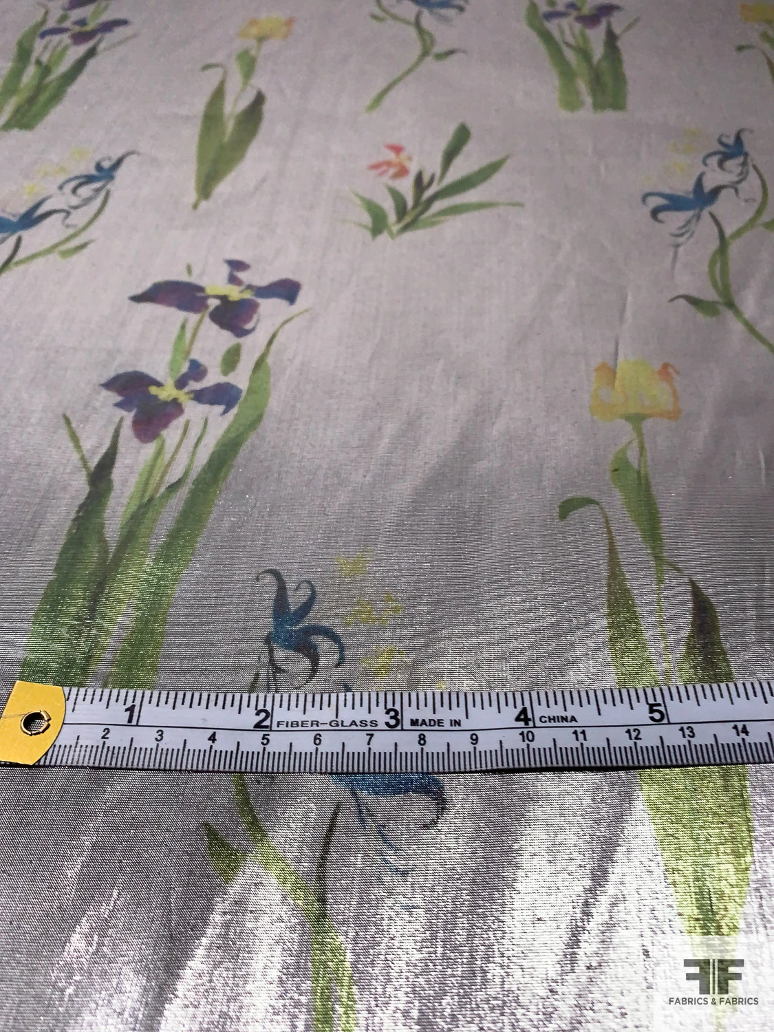 Floral Garden Printed Tissue Lamé - Metallic Grey / Green / Purple / Blue 9 Floral Garden Printed Tissue Lamé - Metallic Grey / Green / Purple / Blue - Image 7