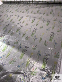 Floral Garden Printed Tissue Lamé - Metallic Grey / Green / Purple / Blue 17 Floral Garden Printed Tissue Lamé - Metallic Grey / Green / Purple / Blue -Fabrics And Fabrics Store 16197 7