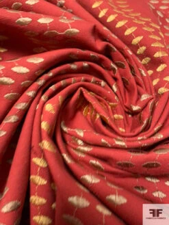 Wavy Striped Embroidered Cotton Canvas - Brick Red / Earth Tones 12 Wavy Striped Embroidered Cotton Canvas - Brick Red / Earth Tones -Fabrics And Fabrics Store 16220 3