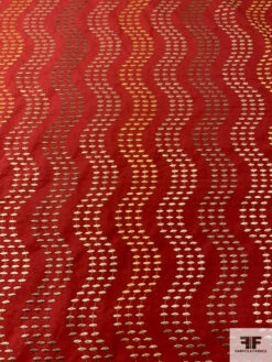 Wavy Striped Embroidered Cotton Canvas - Brick Red / Earth Tones 13 Wavy Striped Embroidered Cotton Canvas - Brick Red / Earth Tones -Fabrics And Fabrics Store 16220 4
