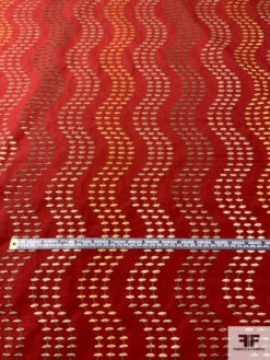 Wavy Striped Embroidered Cotton Canvas - Brick Red / Earth Tones 14 Wavy Striped Embroidered Cotton Canvas - Brick Red / Earth Tones -Fabrics And Fabrics Store 16220 5