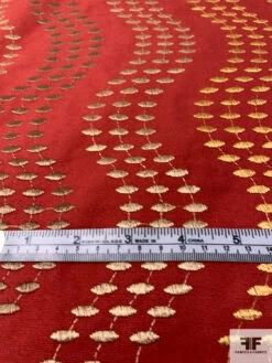 Wavy Striped Embroidered Cotton Canvas - Brick Red / Earth Tones 15 Wavy Striped Embroidered Cotton Canvas - Brick Red / Earth Tones -Fabrics And Fabrics Store 16220 6