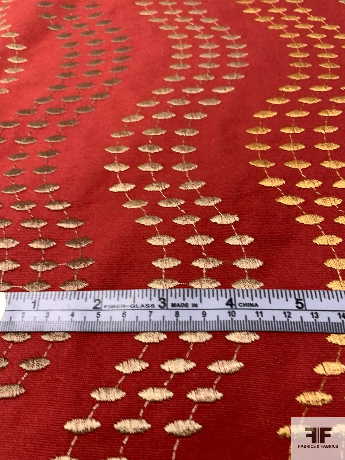 Wavy Striped Embroidered Cotton Canvas - Brick Red / Earth Tones 9 Wavy Striped Embroidered Cotton Canvas - Brick Red / Earth Tones - Image 7