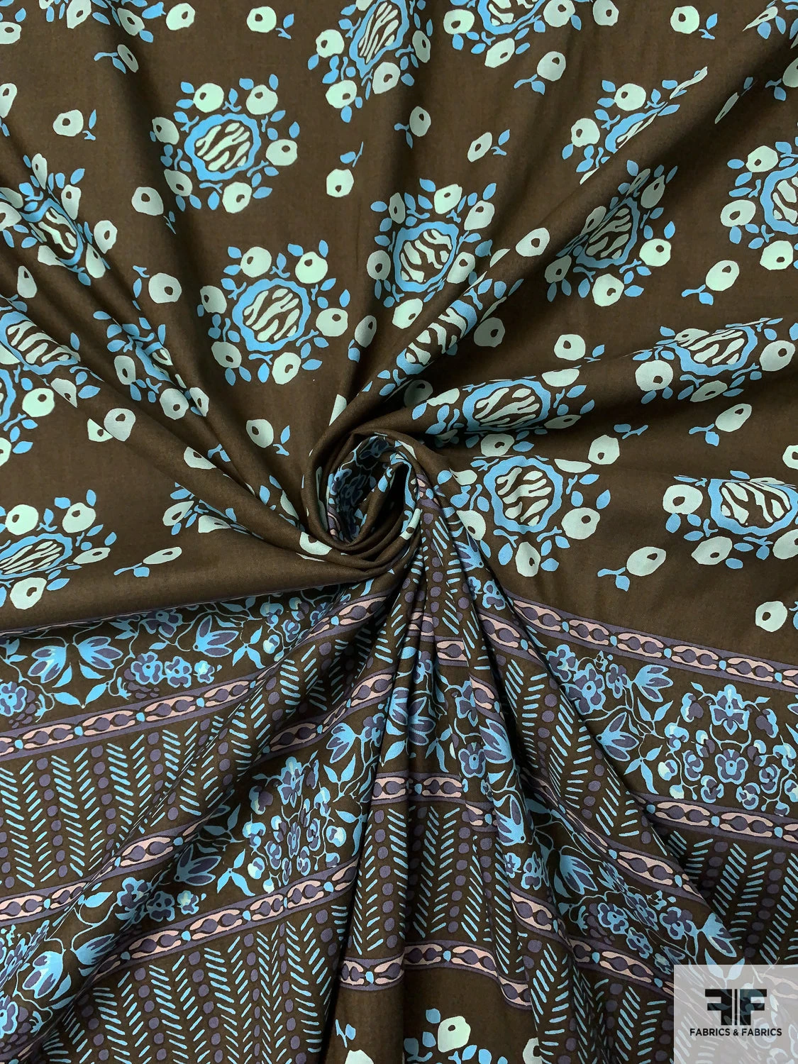 Anna Sui Floral-Inspired Printed Cotton Voile Panel - Army Green / Baby Blue / Light Mint / Dusty Purple 5 Anna Sui Floral-Inspired Printed Cotton Voile Panel - Army Green / Baby Blue / Light Mint / Dusty Purple - Image 3