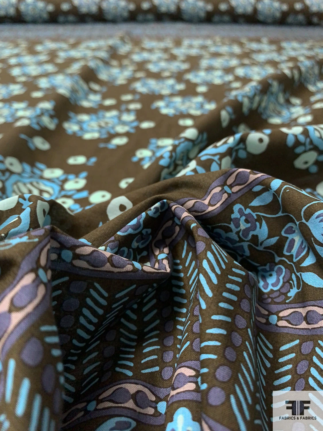 Anna Sui Floral-Inspired Printed Cotton Voile Panel - Army Green / Baby Blue / Light Mint / Dusty Purple 7 Anna Sui Floral-Inspired Printed Cotton Voile Panel - Army Green / Baby Blue / Light Mint / Dusty Purple - Image 5