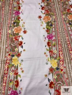 Triple Trailing Floral Vines Printed Stretch Cotton Sateen - Multicolor / White 14 Triple Trailing Floral Vines Printed Stretch Cotton Sateen - Multicolor / White -Fabrics And Fabrics Store 16268 4