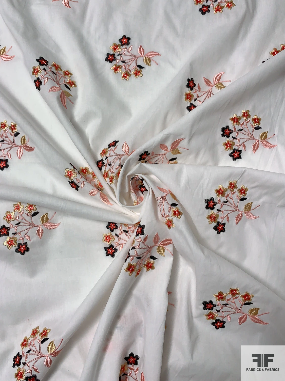 Floral Embroidered Cotton Lawn - Off-White / Yellow / Pink / Black 3 Floral Embroidered Cotton Lawn - Off-White / Yellow / Pink / Black