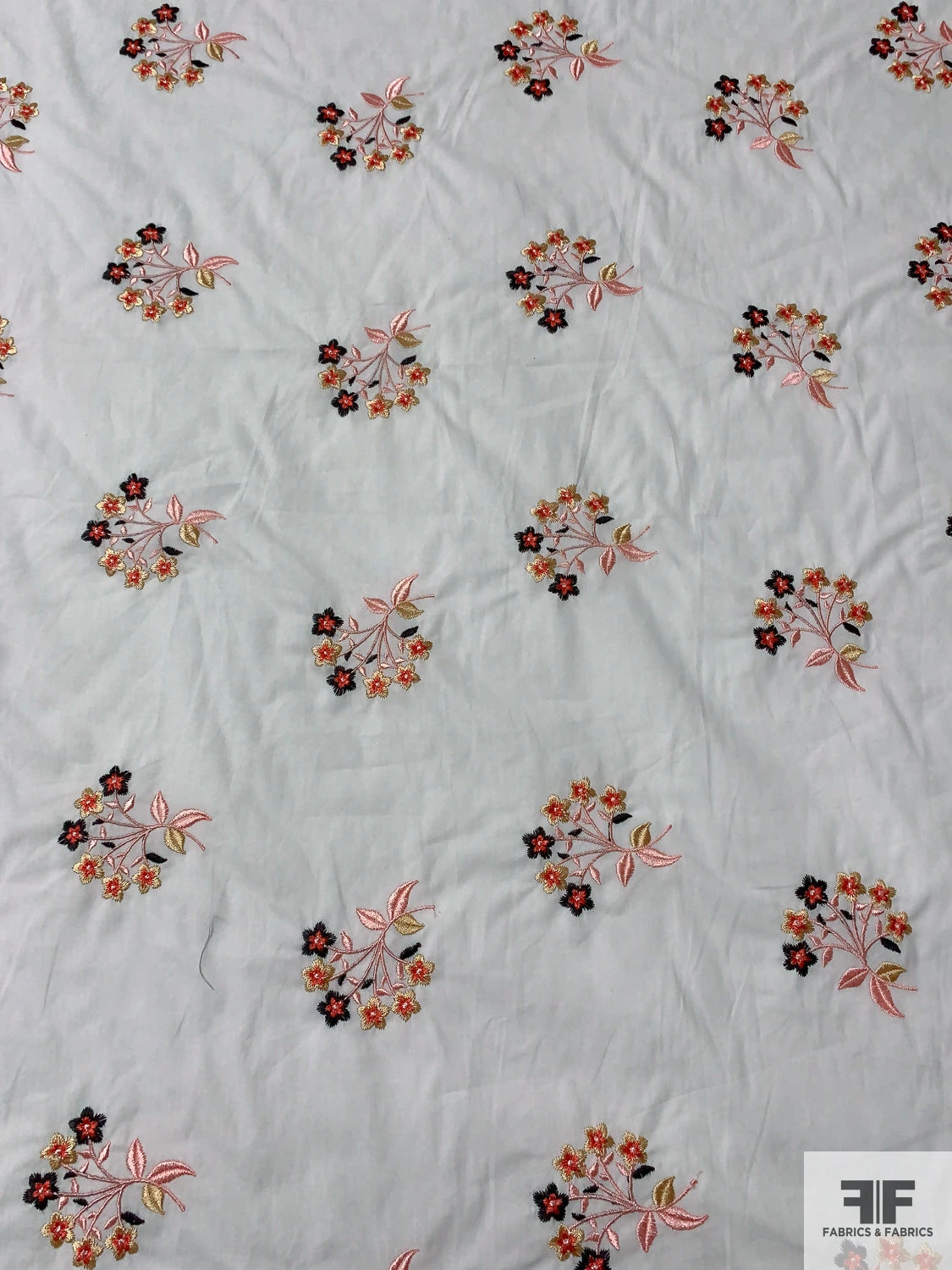 Floral Embroidered Cotton Lawn - Off-White / Yellow / Pink / Black 6 Floral Embroidered Cotton Lawn - Off-White / Yellow / Pink / Black - Image 4