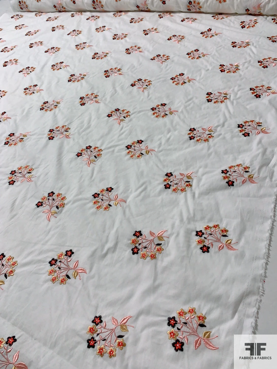 Floral Embroidered Cotton Lawn - Off-White / Yellow / Pink / Black 9 Floral Embroidered Cotton Lawn - Off-White / Yellow / Pink / Black - Image 7