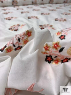 Floral Embroidered Cotton Lawn - Off-White / Yellow / Pink / Black 17 Floral Embroidered Cotton Lawn - Off-White / Yellow / Pink / Black -Fabrics And Fabrics Store 16271 8