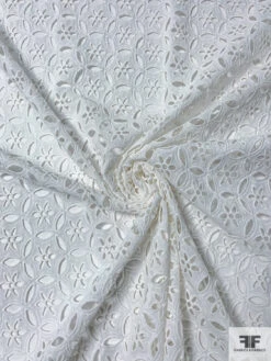Interlocking Floral Embroidered Eyelet Cotton Voile - Off-White 12 Interlocking Floral Embroidered Eyelet Cotton Voile - Off-White -Fabrics And Fabrics Store 16275 2