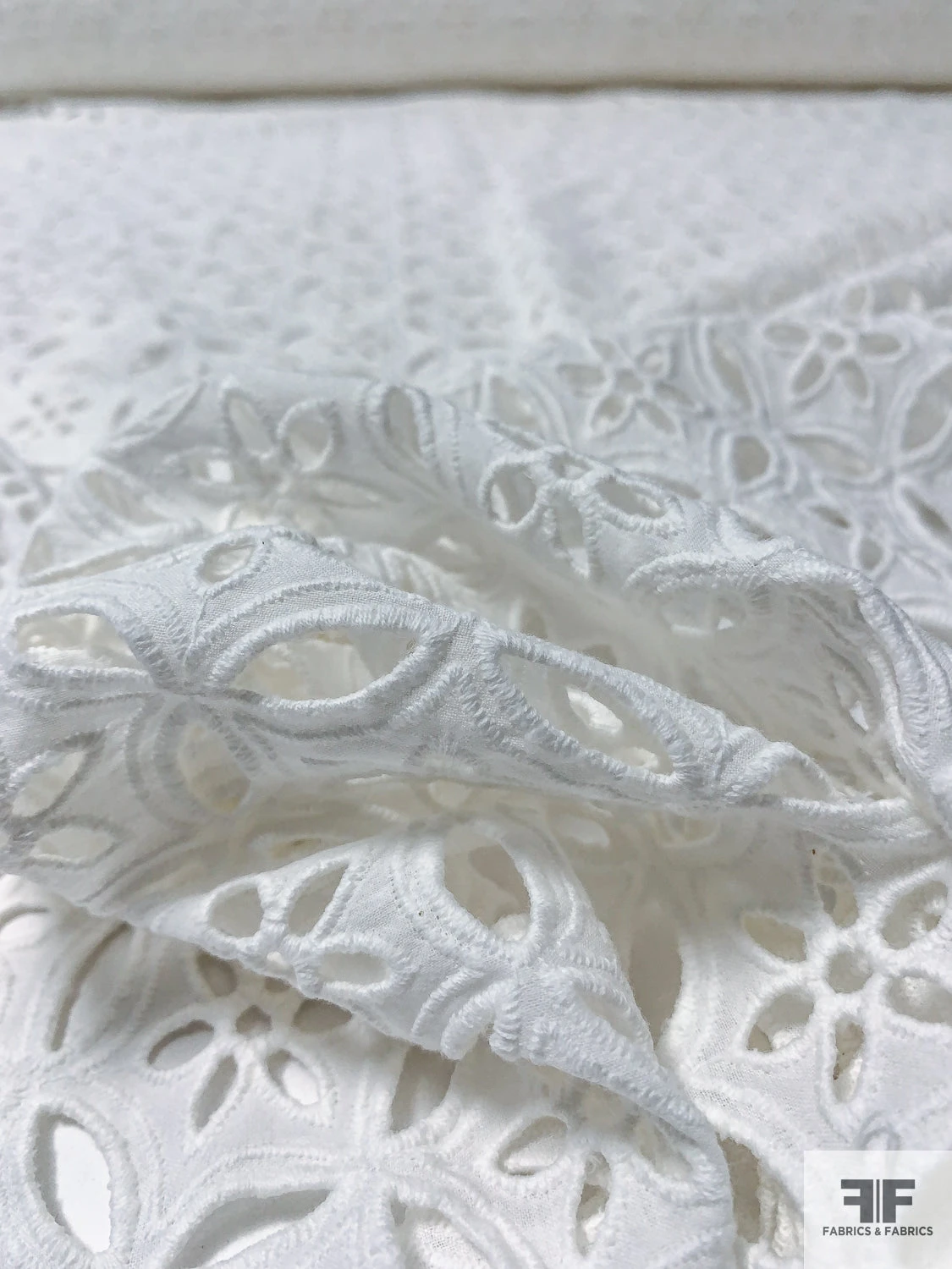 Interlocking Floral Embroidered Eyelet Cotton Voile - Off-White 6 Interlocking Floral Embroidered Eyelet Cotton Voile - Off-White - Image 4