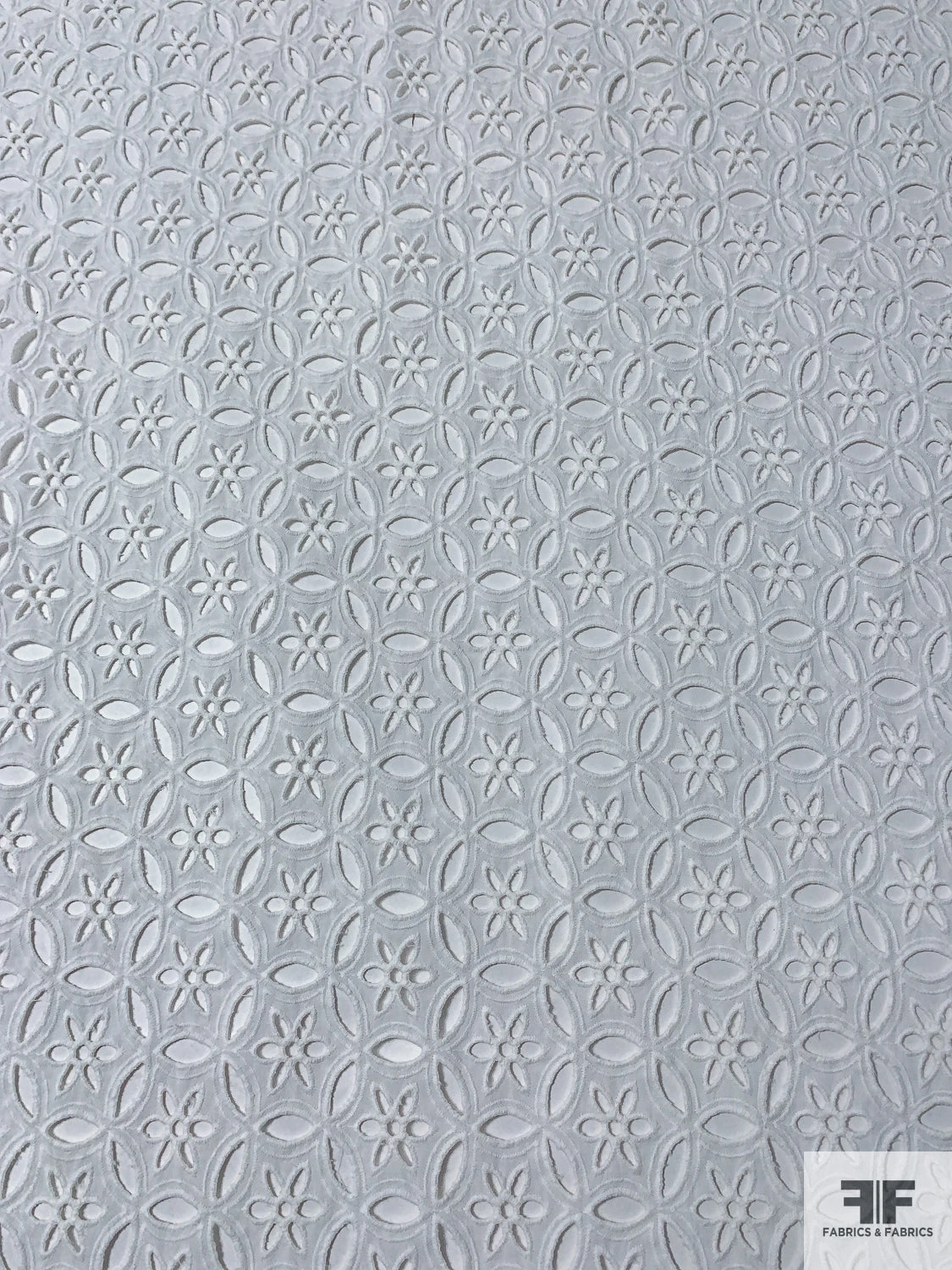 Interlocking Floral Embroidered Eyelet Cotton Voile - Off-White 7 Interlocking Floral Embroidered Eyelet Cotton Voile - Off-White - Image 5