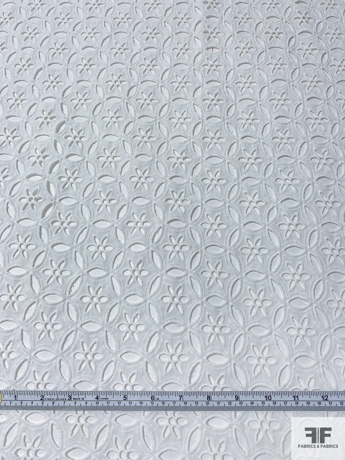 Interlocking Floral Embroidered Eyelet Cotton Voile - Off-White 8 Interlocking Floral Embroidered Eyelet Cotton Voile - Off-White - Image 6