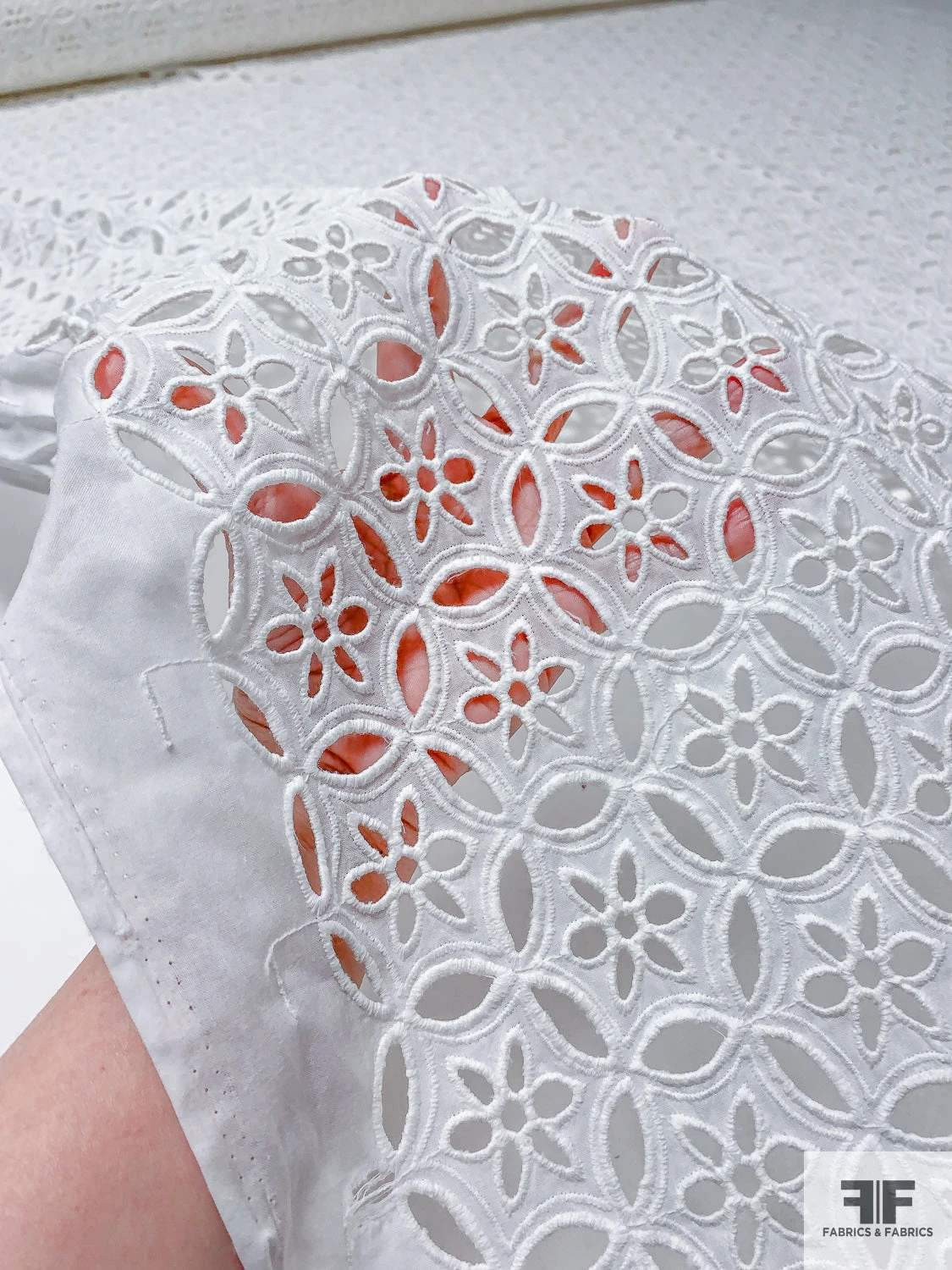 Interlocking Floral Embroidered Eyelet Cotton Voile - Off-White 4 Interlocking Floral Embroidered Eyelet Cotton Voile - Off-White - Image 2