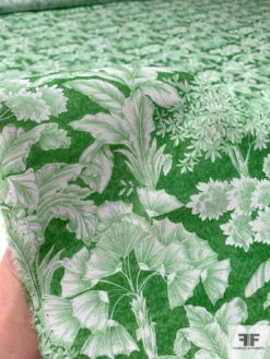 Italian Lela Rose Leaf And Floral Toile Printed Cotton Lawn - Green / White -Fabrics And Fabrics Store 16290 8