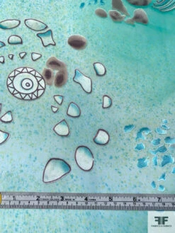 Abstract Printed Satin Burnout Silk Chiffon - Ocean Green / Off-White / Dusty Purple -Fabrics And Fabrics Store 16297 6