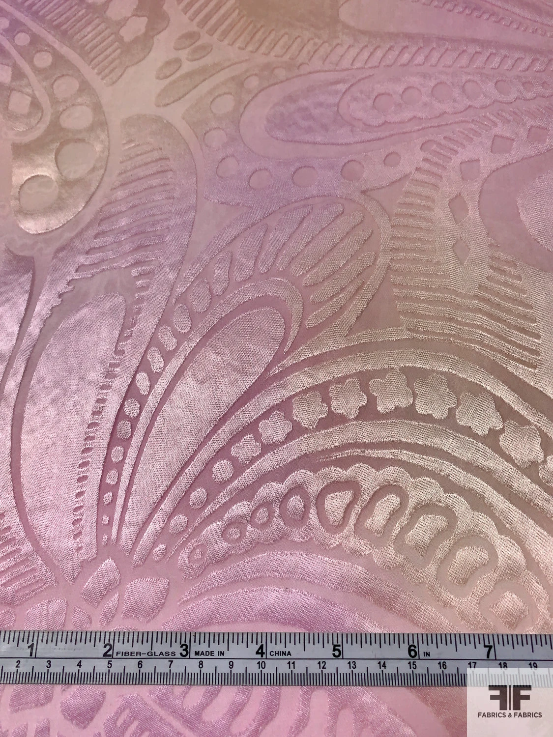 Large-Scale Floral Printed Satin Burnout Silk Chiffon - Pink / Champagne 9 Large-Scale Floral Printed Satin Burnout Silk Chiffon - Pink / Champagne - Image 7