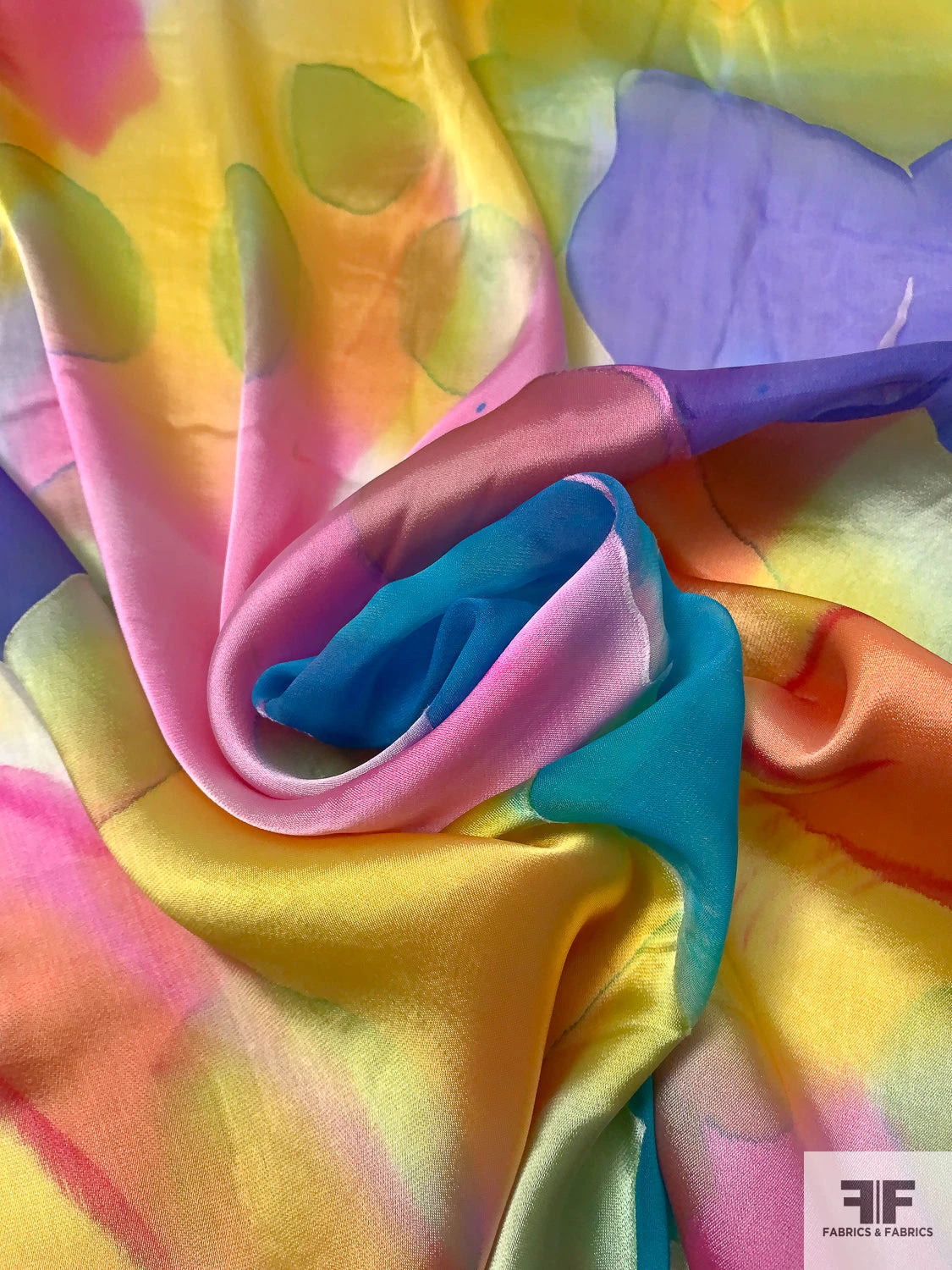 Watercolor Floral Printed Satin Burnout Silk Chiffon - Multicolor 5 Watercolor Floral Printed Satin Burnout Silk Chiffon - Multicolor - Image 3