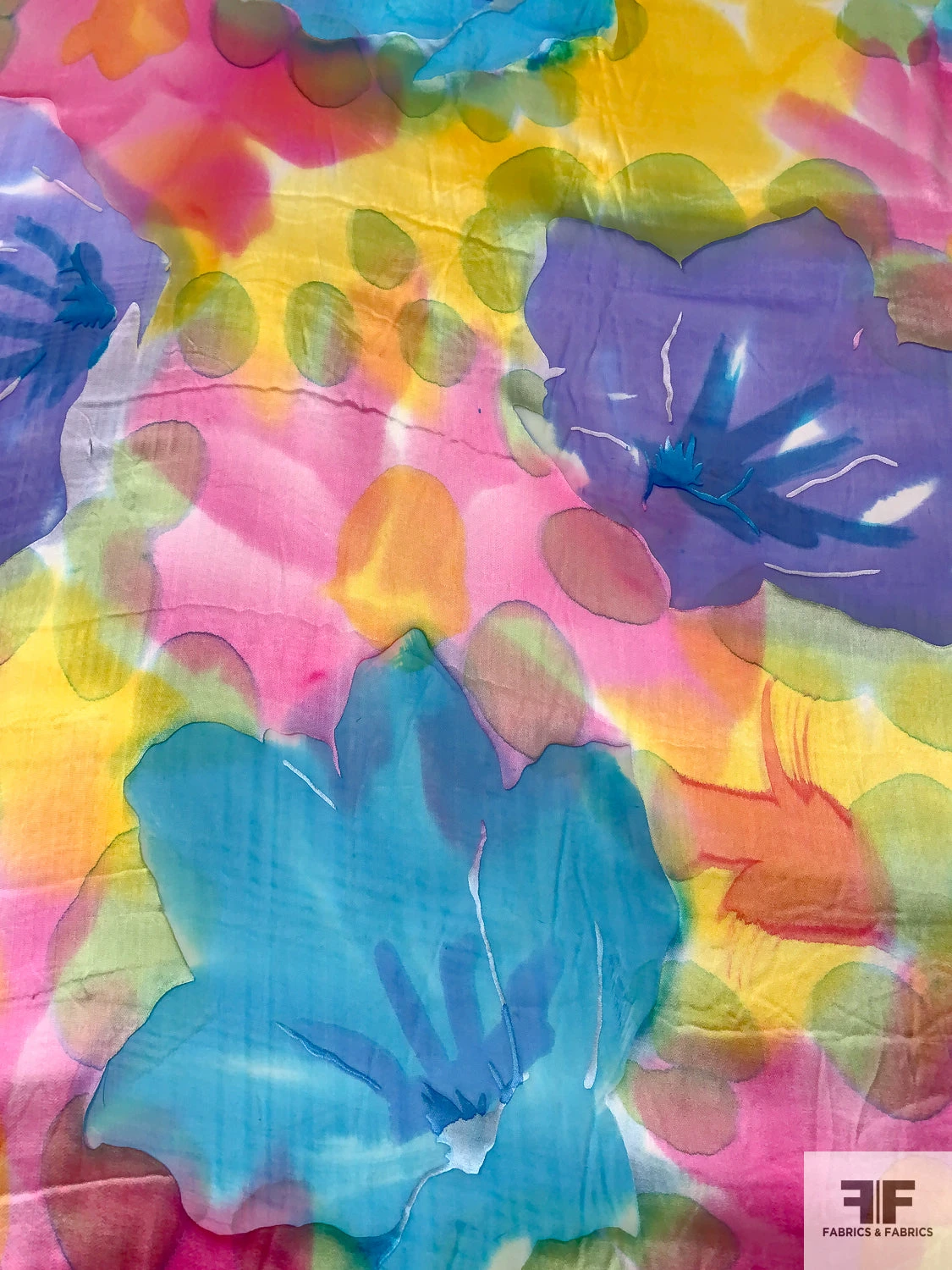 Watercolor Floral Printed Satin Burnout Silk Chiffon - Multicolor 6 Watercolor Floral Printed Satin Burnout Silk Chiffon - Multicolor - Image 4