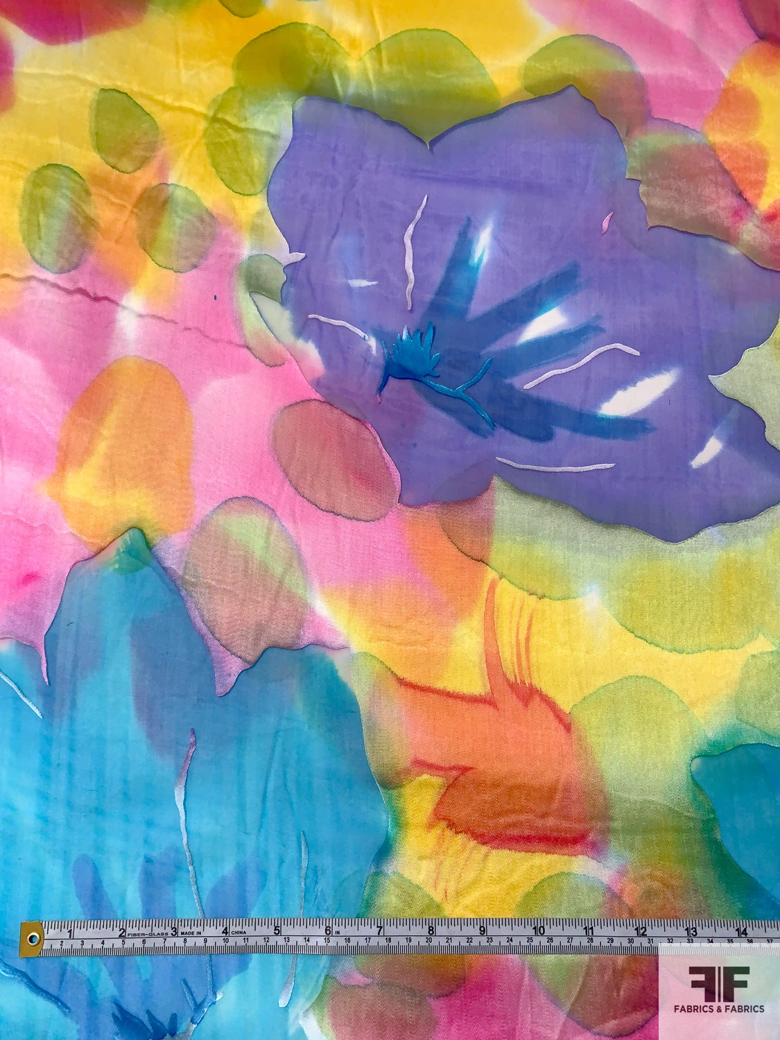 Watercolor Floral Printed Satin Burnout Silk Chiffon - Multicolor 7 Watercolor Floral Printed Satin Burnout Silk Chiffon - Multicolor - Image 5