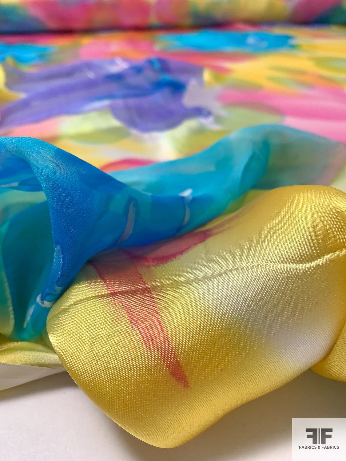 Watercolor Floral Printed Satin Burnout Silk Chiffon - Multicolor 10 Watercolor Floral Printed Satin Burnout Silk Chiffon - Multicolor - Image 8