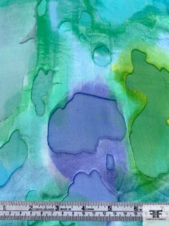 Abstract Printed Satin Burnout Silk Chiffon - Ocean Green / Greens / Blue -Fabrics And Fabrics Store 16302 5