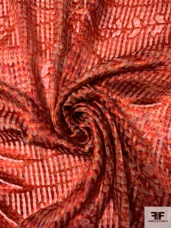 Fenced Leaves Printed Satin Burnout Silk Chiffon - Brick Reds / Grey 13 Fenced Leaves Printed Satin Burnout Silk Chiffon - Brick Reds / Grey -Fabrics And Fabrics Store 16304 2