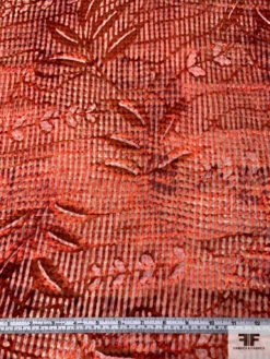Fenced Leaves Printed Satin Burnout Silk Chiffon - Brick Reds / Grey 15 Fenced Leaves Printed Satin Burnout Silk Chiffon - Brick Reds / Grey -Fabrics And Fabrics Store 16304 5