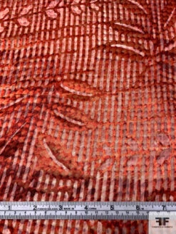 Fenced Leaves Printed Satin Burnout Silk Chiffon - Brick Reds / Grey 16 Fenced Leaves Printed Satin Burnout Silk Chiffon - Brick Reds / Grey -Fabrics And Fabrics Store 16304 6