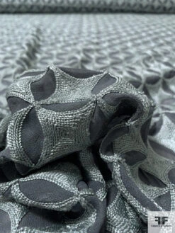 Circular Geometric Heavily Embroidered Silk Chiffon - Slate Grey / Grey 13 Circular Geometric Heavily Embroidered Silk Chiffon - Slate Grey / Grey -Fabrics And Fabrics Store 16350 3