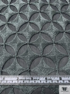 Circular Geometric Heavily Embroidered Silk Chiffon - Slate Grey / Grey 15 Circular Geometric Heavily Embroidered Silk Chiffon - Slate Grey / Grey -Fabrics And Fabrics Store 16350 6