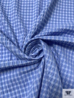 Lela Rose Gingham Check Yarn-Dyed Seersucker Stretch Cotton Shirting - Blue / White 12 Lela Rose Gingham Check Yarn-Dyed Seersucker Stretch Cotton Shirting - Blue / White -Fabrics And Fabrics Store 16385 2